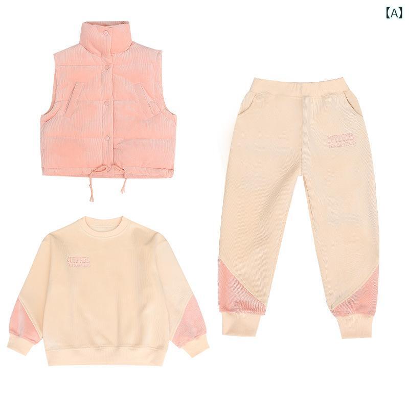 子供服 セットアップ 女の子 裏起毛 パーカー パンツ 3点セット フード付き アウター スウェット 長ズボン 厚手 防寒 暖かい 10代 キッズ ジュニア 通学 お出かけ 冬 カジュアル ベージュ グレー