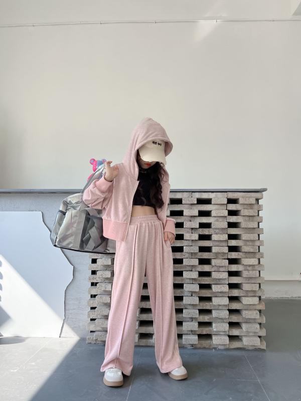 キッズ セットアップ 女の子 トレーナー ワイドパンツ 上下セット トップス 長袖 ズボン 再生繊維 防寒 暖かい 運動着 通学 お出かけ カジュアル ルーズ ゆったり 秋 冬 130 140 150 160