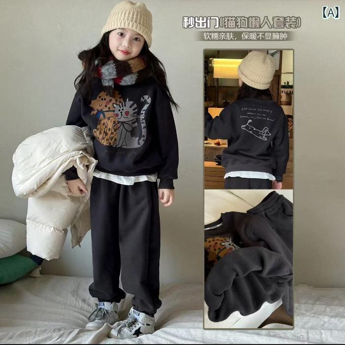 ・カテゴリ: 子供服セット・スタイル: 韓国風・セット内容: トップス、パンツの2点セット・袖丈: 長袖・フード: なし・パンツ丈: 長ズボン・生地加工: 柔軟処理・厚さ: 極厚・柄: 無地、キャラクター・主な素材: 綿100%・安全基準: A類・着用タイプ: プルオーバー・カラー展開: 2点セット（裏起毛）・サイズ展開: 90、100、110、120、130、140、150、160