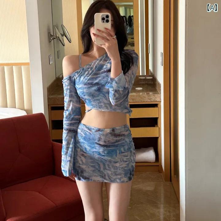 ビキニ 水着 レディース セパレート ラッシュガード オフショルダー タイダイ スイムウェア 4点セット 体型カバー 露出控えめ 20代 30代 紫外線対策 UVカット 海 ビーチ プール 旅行 おしゃれ かわいい putera-10510871 GRATIQUE MIEI サンプル画像2