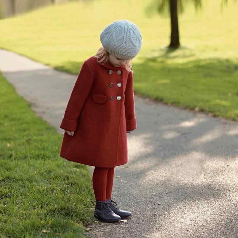 女児 ウールコート 女の子 キッズ 子供服 アウター ミドル丈 羊毛 毛皮 ダッフルコート ジャケット レッド 赤 フォーマル 通学 お出かけ 七五三 かわいい 上品 防寒 保温 暖かい 100 110 120 秋 冬 インフルエンサー