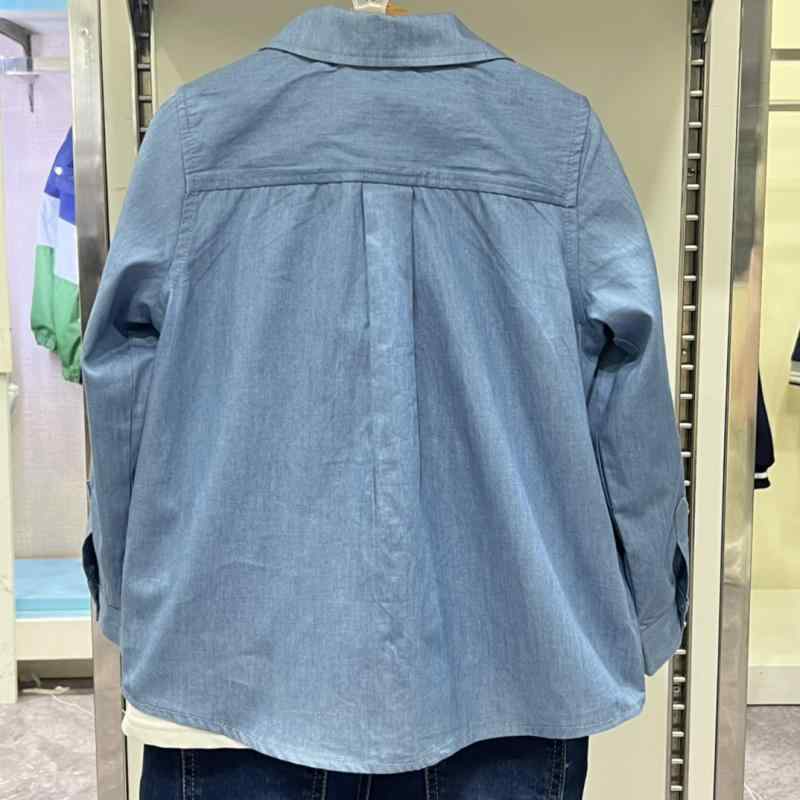 ベビー シャツ 長袖 デニムシャツ 男の子 ベビー服 キッズ トップス カジュアル ウエア お出かけ 通園 春 秋 ブルー