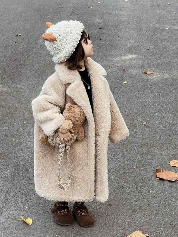 キッズ コート アウター 男の子 女の子 ボアジャケット テディベア もこもこ 防寒 保暖 ミドル丈 韓国子供服 カジュアル おしゃれ 通園 通学 お出かけ 幼稚園 小学生 ジュニア 秋冬 ベージュ ブラウン