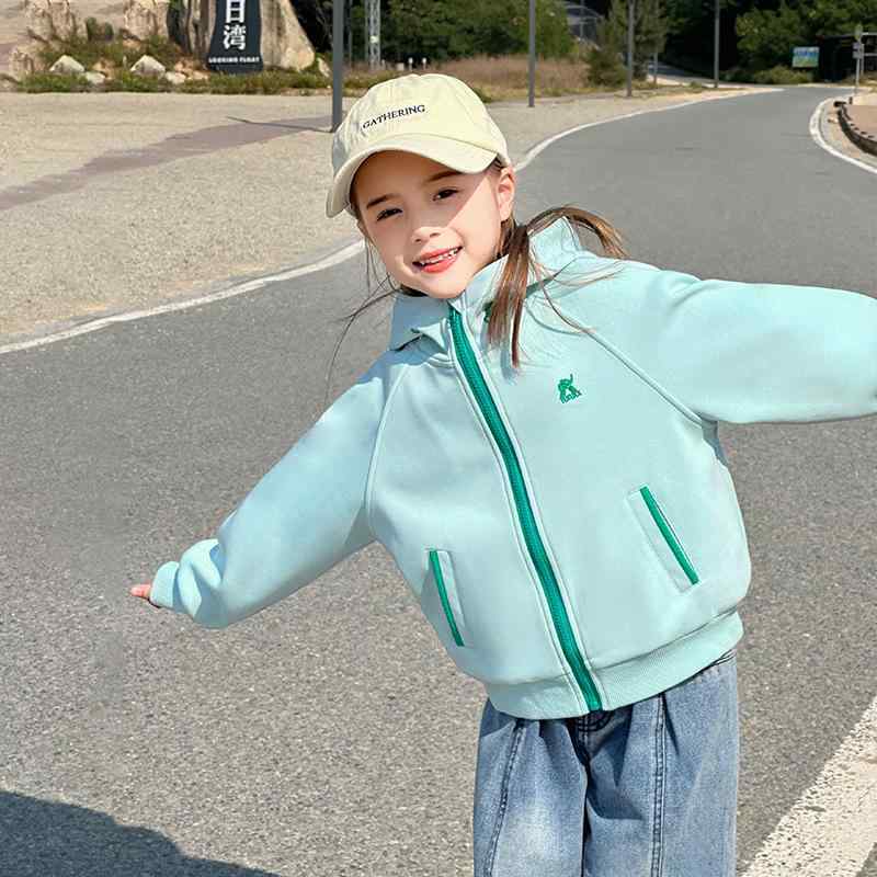 女童 アウター 女の子 パーカー 長袖 フード付き ジップアップ キッズ トップス 子供服 スエット カジュアル おしゃれ 切り替え 春 秋 110 120 130 通学 通園 お出かけ 普段使い プレゼント