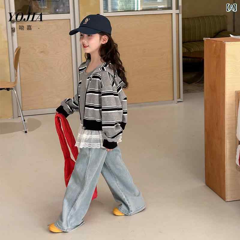 パーカー キッズ 女の子 子供服 トップス スウェット ジップアップ アウター フードなし 春 長袖 ジュニア カジュアル かわいい 通学 お出かけ おしゃれ 110 120 130 140 150 160