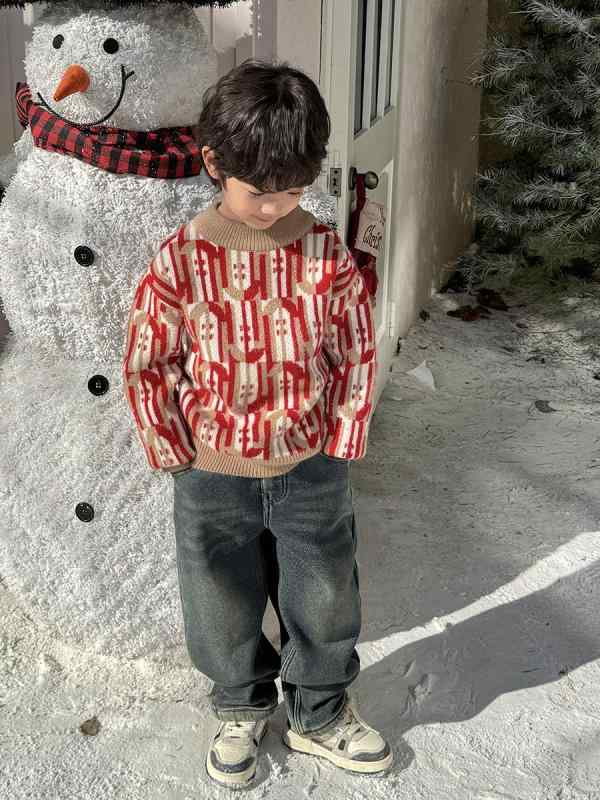 ニット セーター キッズ 男の子 女の子 子供服 トップス 長袖 プルオーバー 裏起毛 防寒 暖かい 厚手 クルーネック 無地 ゆったり カジュアル 通学 通園 お出かけ 冬服 おしゃれ かわいい