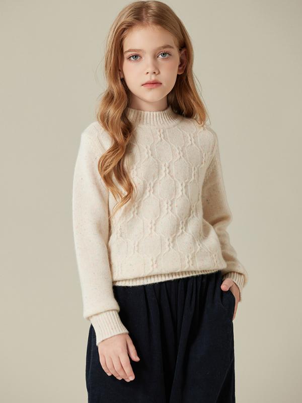 カシミヤセーター キッズ 男の子 女の子 子供服 ニット トップス 厚手 丸首 防寒 暖かい 柔らかい 伸縮性 通園 通学 お出かけ ベージュ アイボリー 100 110 120 130 秋冬 セーター 秋 冬