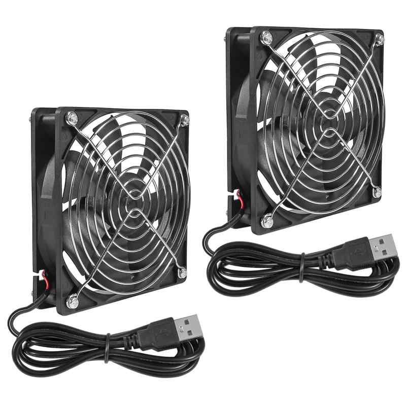 2PCS USBファン5V 12025冷却ファンボールベアリングブラシレスアキシャルファン120x120x25mm USBコンピューターPCファン120mmケースファン寸法：120mm（L）x 120mm（w）x 25mm（h） / 4.72x4.72x1 in in12025 DCファン定格電圧：DC 5V;定格電流：0.32a;定格速度：2000rpm;空気の流れ：63cfm;ノイズ：31.5DBAUSB PCファン、12cmの冷却を強化して、コンピューターをスムーズかつ効率的に実行し続ける12025 USBファンは、複雑な設置を必要とせずに便利で効果的な冷却を提供しますDCファンのための120mm USBコネクタファンは、保護、簡単な設置、デスクトップPCコンピューター電源またはその他のエレトロニクス機器ヒートシンクラジエーター用のメタルグリルカバーを備えています