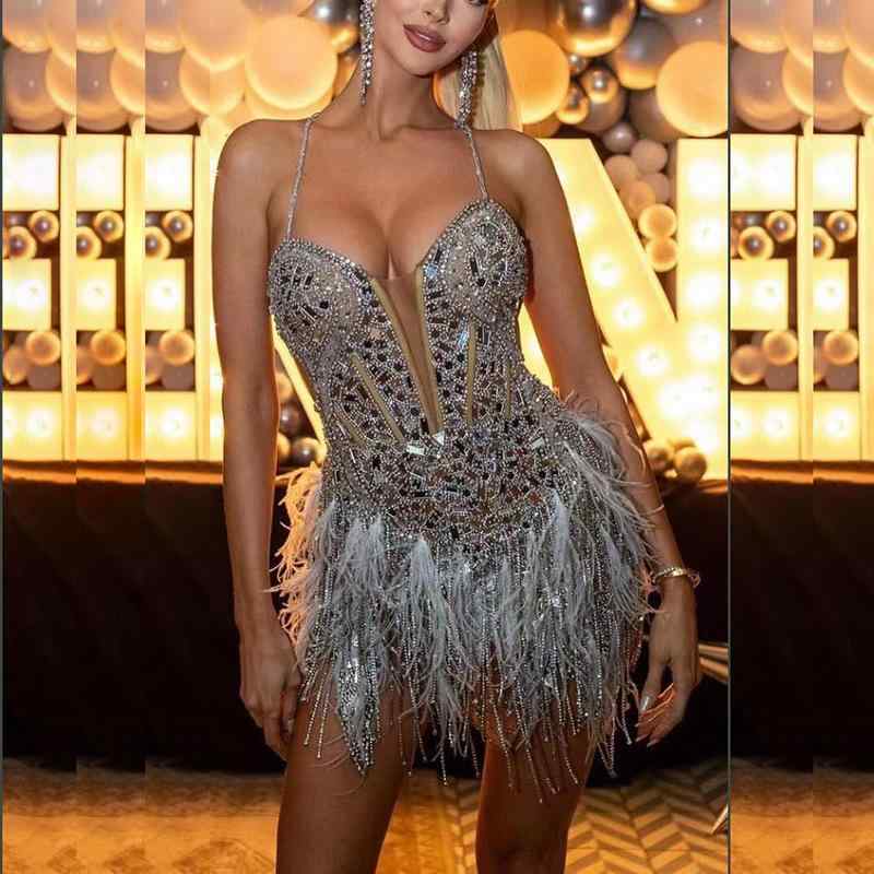ミニドレス ワンピース レディース ショート丈 羽毛 フェザー ノースリーブ セクシー キャバドレス パーティードレス お呼ばれ 結婚式 二次会 披露宴 謝恩会 フォーマル 無地 ブラック 春 夏 秋 冬 putera-10525753 GRATIQUE MIEI パッケージ画像