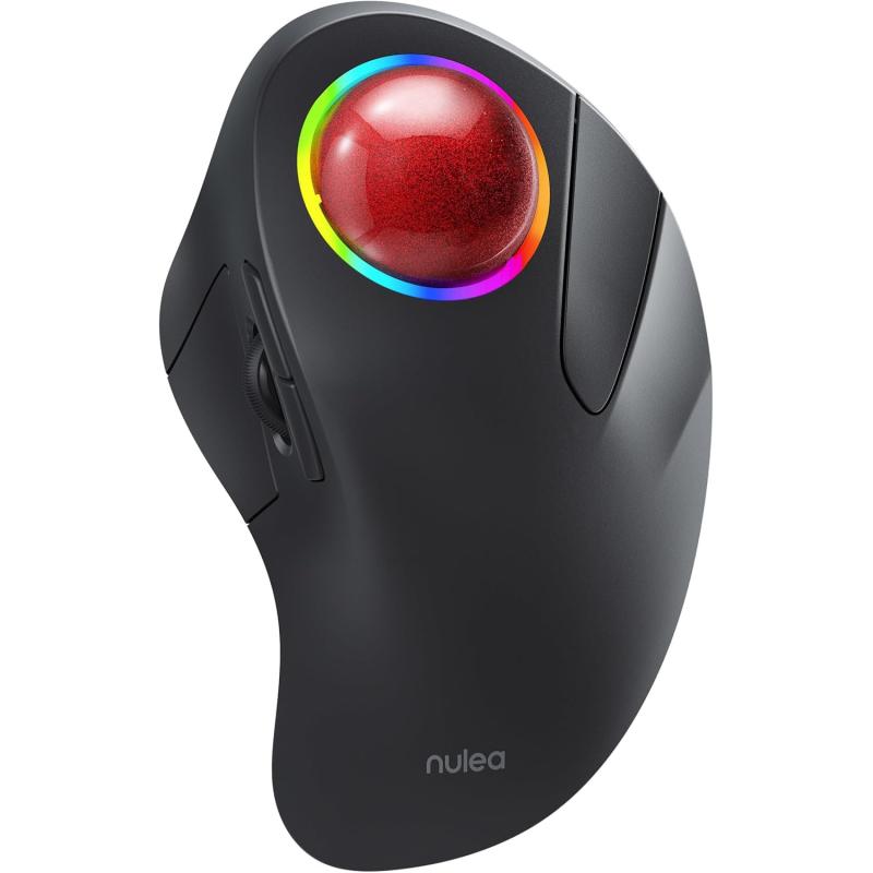 Nulea M505B ワイヤレス トラックボールマウス RGBローラーボール