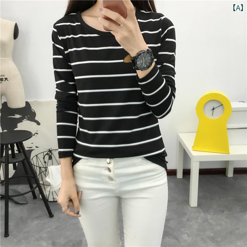 Tシャツ トップス レディース 長袖 ボーダー カットソー プルオーバー ゆったり 着痩せ 綿 コットン カジュアル 通学 デート 秋 春 20代 大人 体型カバー 丸首 ロンT インナー putera-10541431 GRATIQUE MIEI サンプル画像2