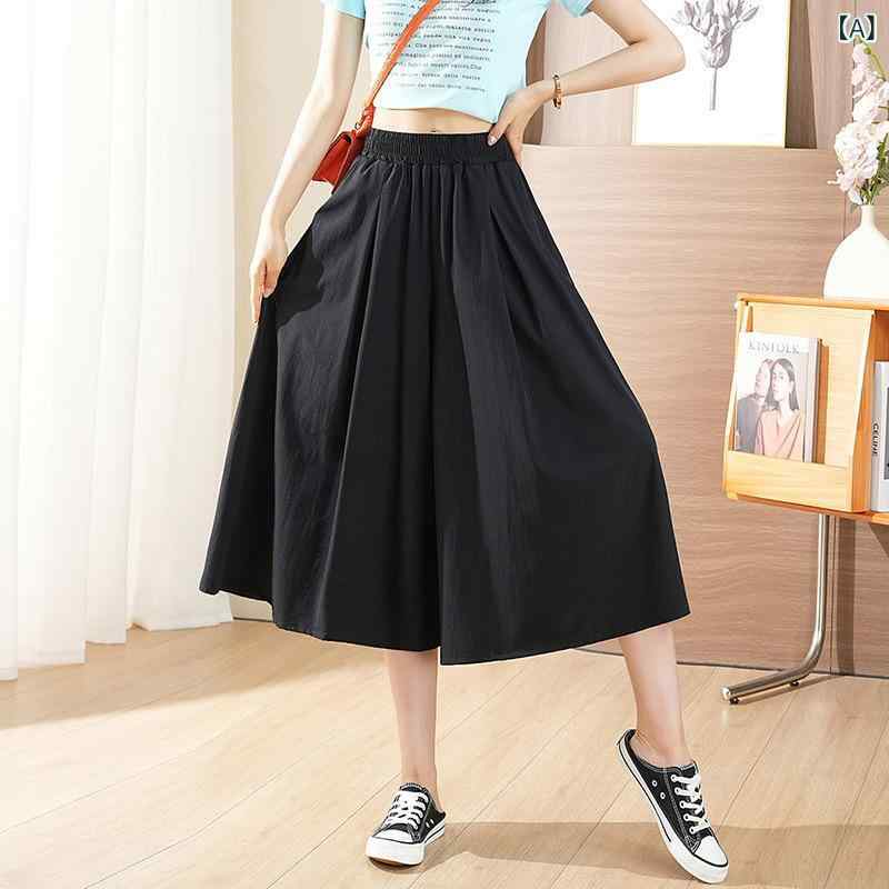 ガウチョパンツ レディース 接触冷感 速乾 薄手 体型カバー 着痩せ 七分丈 ワイドパンツ ルームウェア 部屋着 お出かけ ボトムス 夏 大きいサイズ カジュアル 無地 putera-10553137 GRATIQUE MIEI サンプル画像2