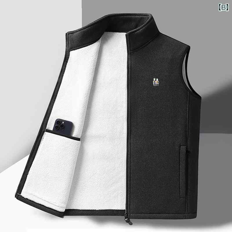ベスト メンズ フリースジャケット アウター 立ち襟 起毛 防寒 暖かい シニア パパ 紳士服 50代 普段使い 旅行 お出かけ カジュアル シンプル チョッキ スポーティー トップス 秋 冬 putera-10560378 GRATIQUE MIEI サンプル画像3