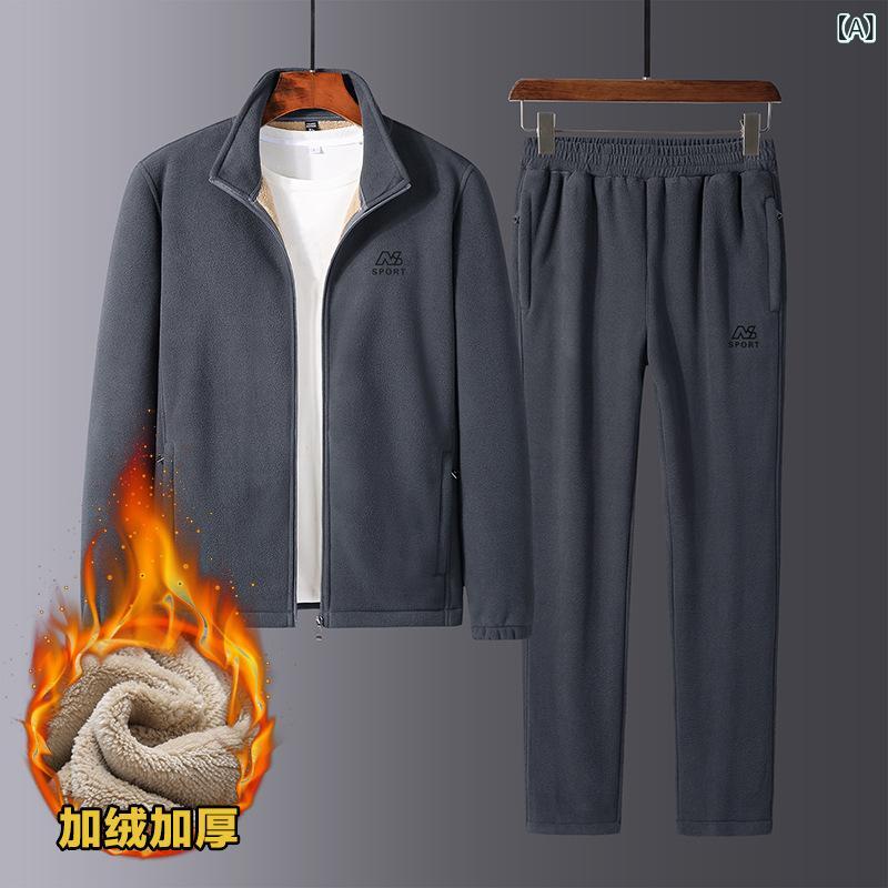セットアップ 部屋着 パパ ジャージ 上下セット メンズ 紳士服 裏起毛 防寒 保温 フリース 暖かい あったか 軽い 無地 秋 冬 50代 シニア お出かけ カジュアル putera-10560383 GRATIQUE MIEI サンプル画像2