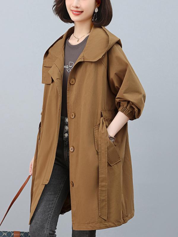 トレンチコート レディース 大きいサイズ ロングコート アウター ゆったり 体型カバー 着痩せ ミドル丈 秋 冬 40代 ママ 普段使い 通勤 旅行 カジュアル カーキ