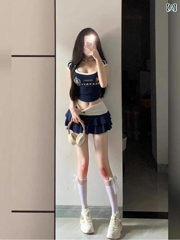 Tシャツ 半袖 レディース トップス カットソー Aライン スカート ミニ丈 セットア...
