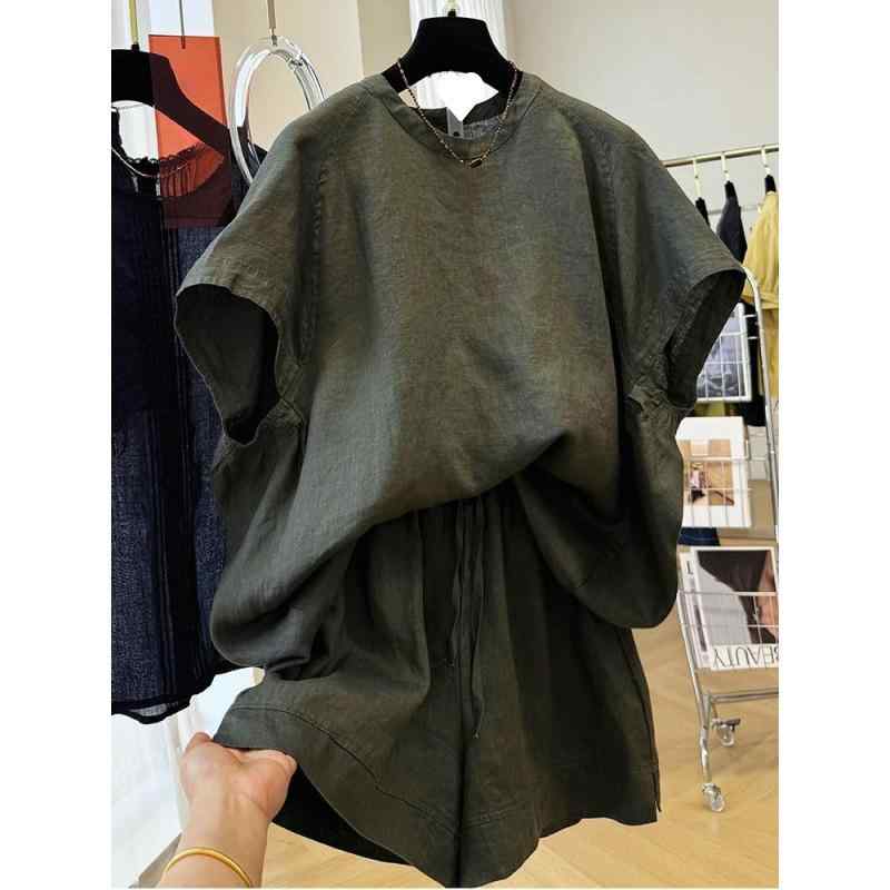 ・カテゴリ: チュニック、Tシャツ・スタイル: ストリート、カジュアル・主な素材: 亜麻、ポリエステル・袖丈: 三分袖・カラー展開: アーミーグリーン・サイズ展開: M、L、XL、2XL