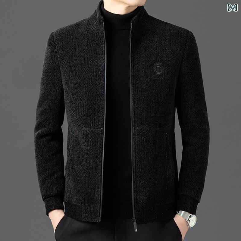 メンズ ジャケット アウター 50代 紳士服 秋 冬 シェニール 立ち襟 スイングトップ カジュアル ブルゾン 上着 暖かい 防寒 普段使い お出かけ 旅行 シニア お父さん ギフト プレゼント putera-10576058 GRATIQUE MIEI サンプル画像2