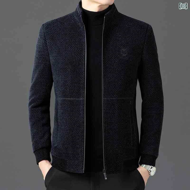 メンズ ジャケット アウター 50代 紳士服 秋 冬 シェニール 立ち襟 スイングトップ カジュアル ブルゾン 上着 暖かい 防寒 普段使い お出かけ 旅行 シニア お父さん ギフト プレゼント putera-10576058 GRATIQUE MIEI サンプル画像3
