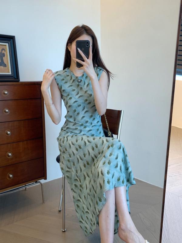 ワンピース レディース 接触冷感 着痩せ フレンチスリーブ 立体裁断 丸首 ミモレ丈 ロングワンピース 夏 お出かけ デート 旅行 20代 30代 40代 大人 カジュアル