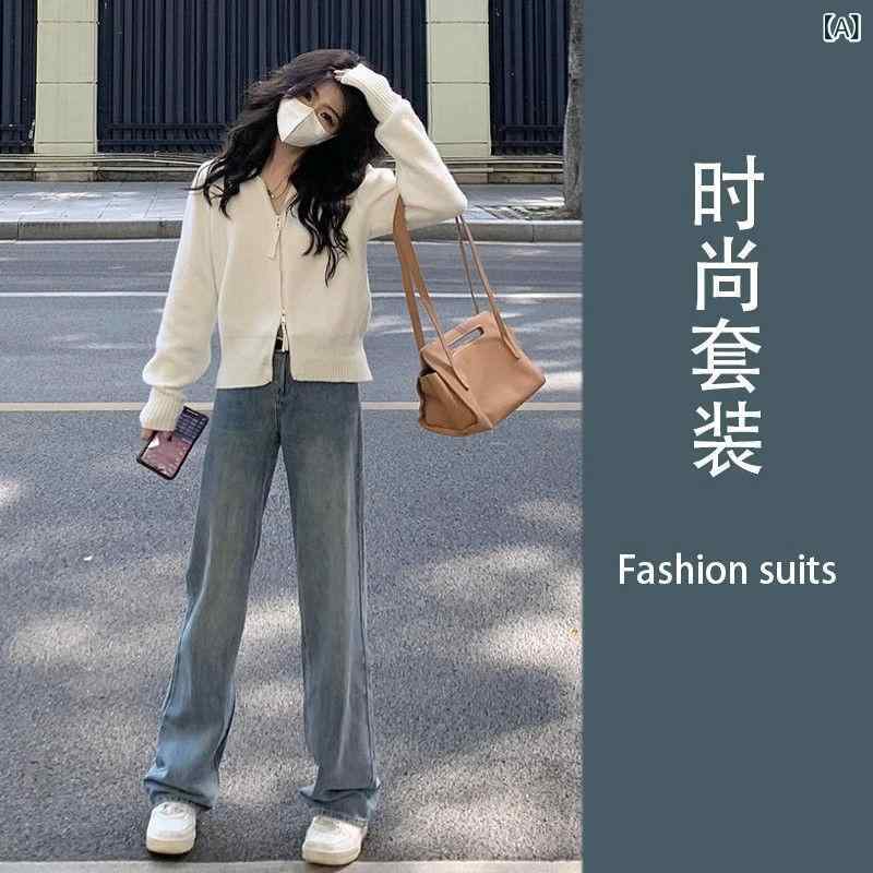 ニット セーター デニムパンツ セットアップ レディース 10代 トップス ジーンズ ...