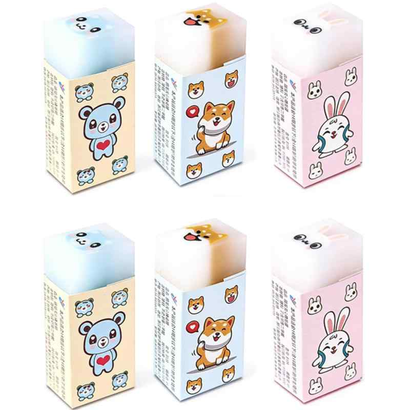 消しゴム 6個セット よく消える かわいい スティック消しゴム 人気 文房具 持ち運びが便利 小学生 中学生 筆記用具 学習用 デッサン用【セット内容】3種類のテーマデザイン、各デザイン2枚ずつ、計6枚。サイズ：4.5×2.1×1.5cm。【高品質】高品質PVC素材を使用し、柔軟で耐久性に優れ、使用時に破損しにくく、鉛筆の跡をスムーズに消去できます。【かわいいデザイン】独特なデザインは女の子に愛されます。ウサギ、クマ、イヌをモチーフにした立体彫刻模様は、どの角度から見てもとても可愛らしいです。【持ち運びが簡単】軽くて持ち運びが簡単で、ランドセルや筆箱に簡単に収納でき、いつでも取り出して使用でき、非常に便利です。【幅広い用途】家庭、学校、オフィスなど様々なシーンで活用できます。お子様やお友達への誕生日、入学、クリスマスなどのプレゼントに最適です。