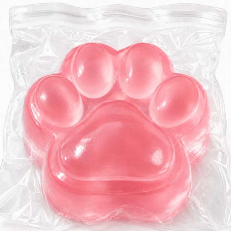 スクイーズ 猫の肉球 特大 230g 高反発 ぷにぷに 寒天ゼリー感 握るおもちゃ ストレス解消 減圧グッズ 水洗い可能 (クリアピンク) putera-10595379 GRATIQUE MIEI サンプル画像2