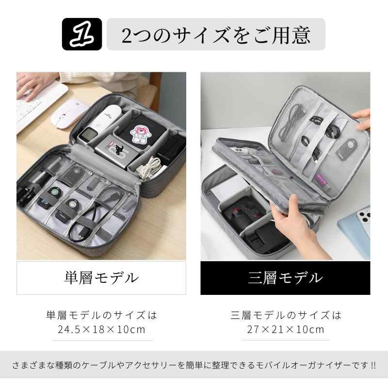 MGizo DtiSpectrum ケーブル収納ポーチ ガジェットポーチ - 電源コード収納 モバイル収納ケース 小物入れ 整理 モバイルアクセサリー収納ケース 撥水 仕切り 収納ポーチ 出張 旅行 軽量 putera-10599454 GRATIQUE MIEI サンプル画像3