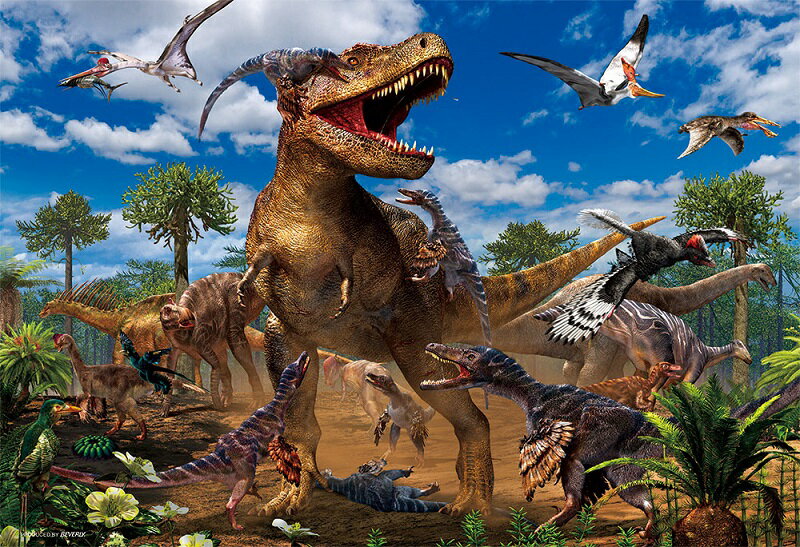 80ピース 恐竜 ティラノサウルスVSヴェロキラプトル ラージピース (26×38cm) (80-002) ビバリー 梱60cm t101