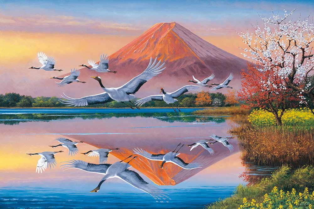 ジグソーパズル 1000ピース 梶田達二 舞鶴と鏡富士 (50x75cm)(10-1451) やのまん 梱60cm t101