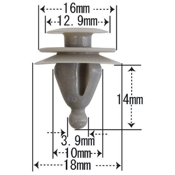 プッシュリベット・内張りクリップ （トヨタ用） 10個入 純正番号 （67771-14040）/ NT-507