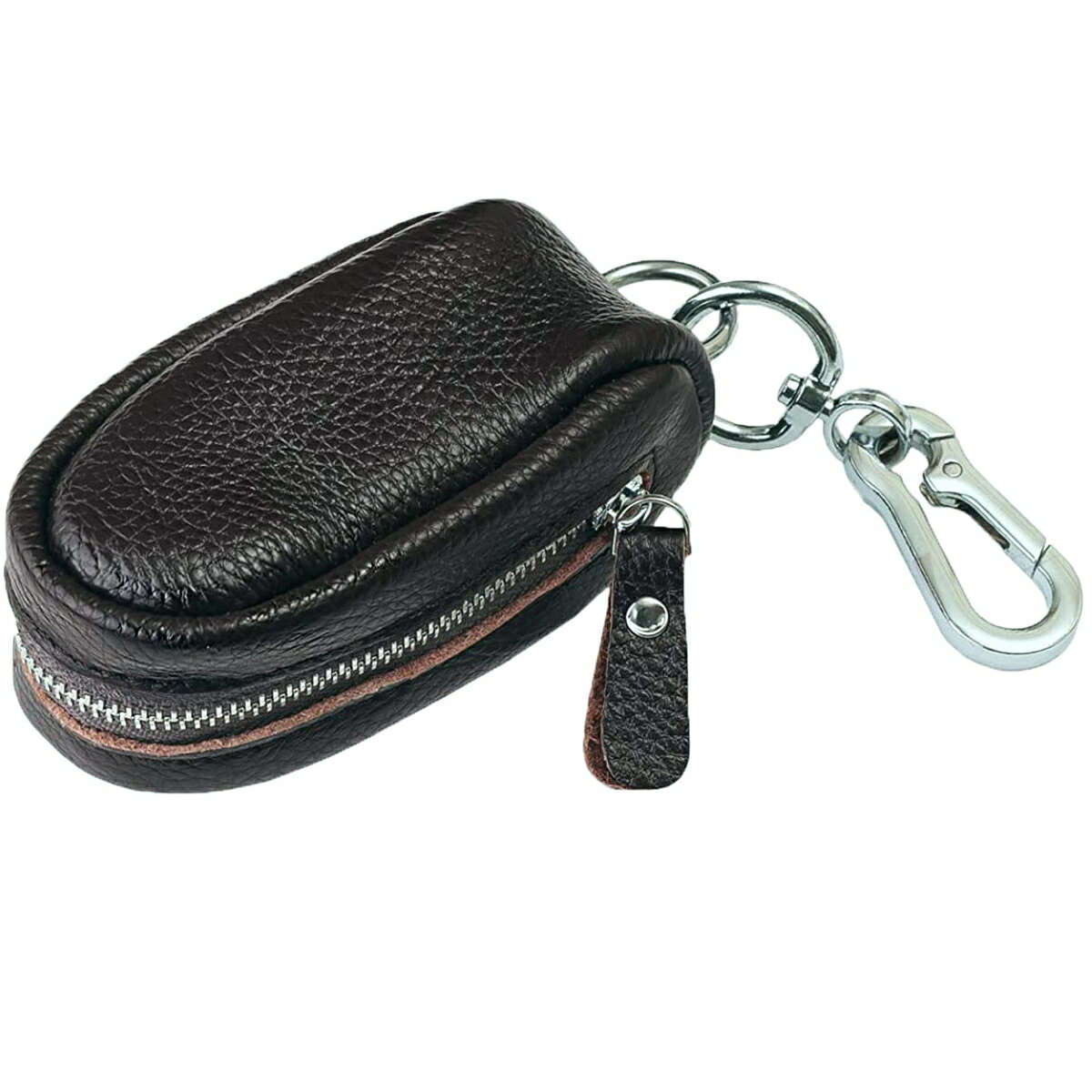 キーケース ブラック 本革 レザー スマートキー対応 ファスナー開閉 カラビナ付き IZ-984