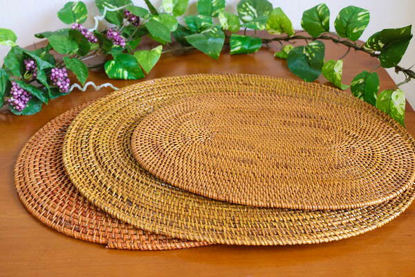 乐天商城 - アタランチョンマット アタ ランチョンマット 丸型 L 楕円型 38.5×29.5 40×30 アジアン バリ 雑貨 おしゃれ