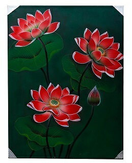 乐天商城 - 送料無料 バリ島直輸入 ウブド バリ絵画　大（F）フラワー アクリル画 アジアン バリ 雑貨