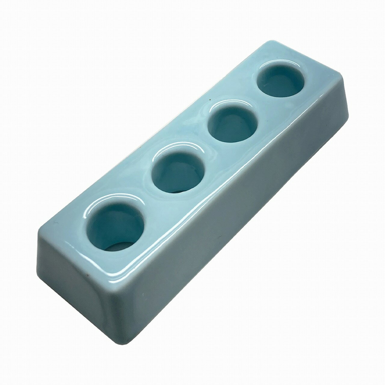 歯ブラシスタンド 色：ライトブルー（水色） セラミック製 4穴タイプ 横10.4 × 縦 3.0 × 深2.1 cm