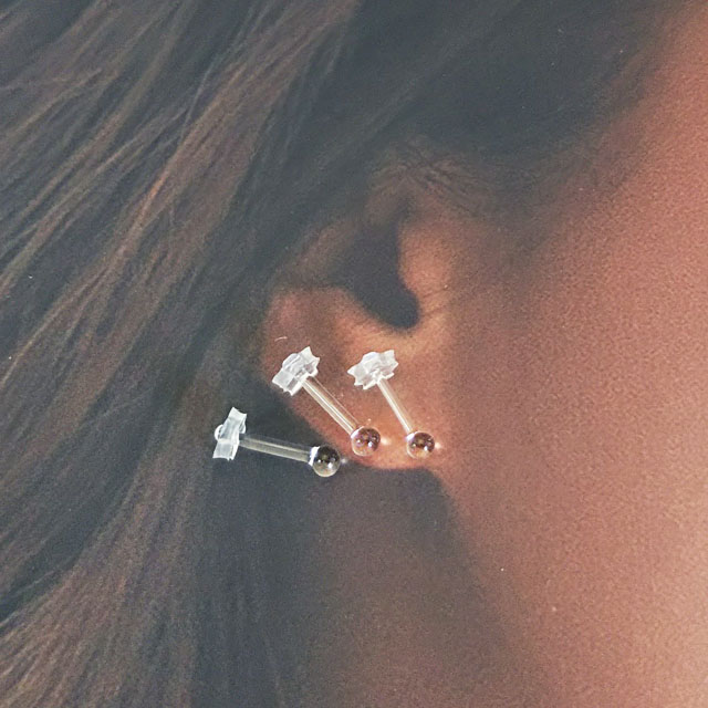 【ボディピアス】☆14G15G16G18Gクリアパイレックスガラス