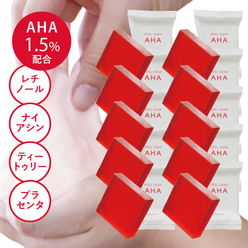 【ミニ10個セット】 ピーリング石鹸 ニキビ予防 ピールソープ AHA 1.5 レチノール ミニ 赤 10g ×10個 洗願 日本製 グリコール酸 アスタキサンチン 脂性肌 角質 ピーリングソープ 洗顔石けん 角質除去試験済 ビタミンA誘導体 ピーリングソープ スキン メール便