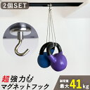 【2個セット】マグネット フック【垂直耐荷重41kg】 強力 超強力 ネオジム磁石 コンパクトサイズ 直径36mm インテリア 収納 キッチン収納 玄関 100...