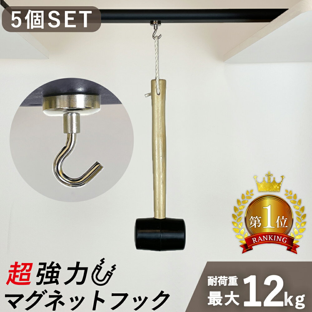 【LINE登録で300円OFFクーポン】 マグネット フック 5個セット耐荷重 12kg 浴室 かわいい 超強力 屋外 強力 バスルーム 風呂 デザイン 玄関 複数 おすすめ ネオジウム 磁石 キッチン 楽天 シルバー 吊り下げ 安い 複数 玄関 冷蔵庫 輪ゴム 小型 収納