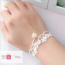 【期間限定10%OFF】 ブレスレット レース ハート 大人かわいい ロリータ ガーリー ゆめかわいい 16金 ゴールド 上品 パステルカラー パステル 白 ゴ...