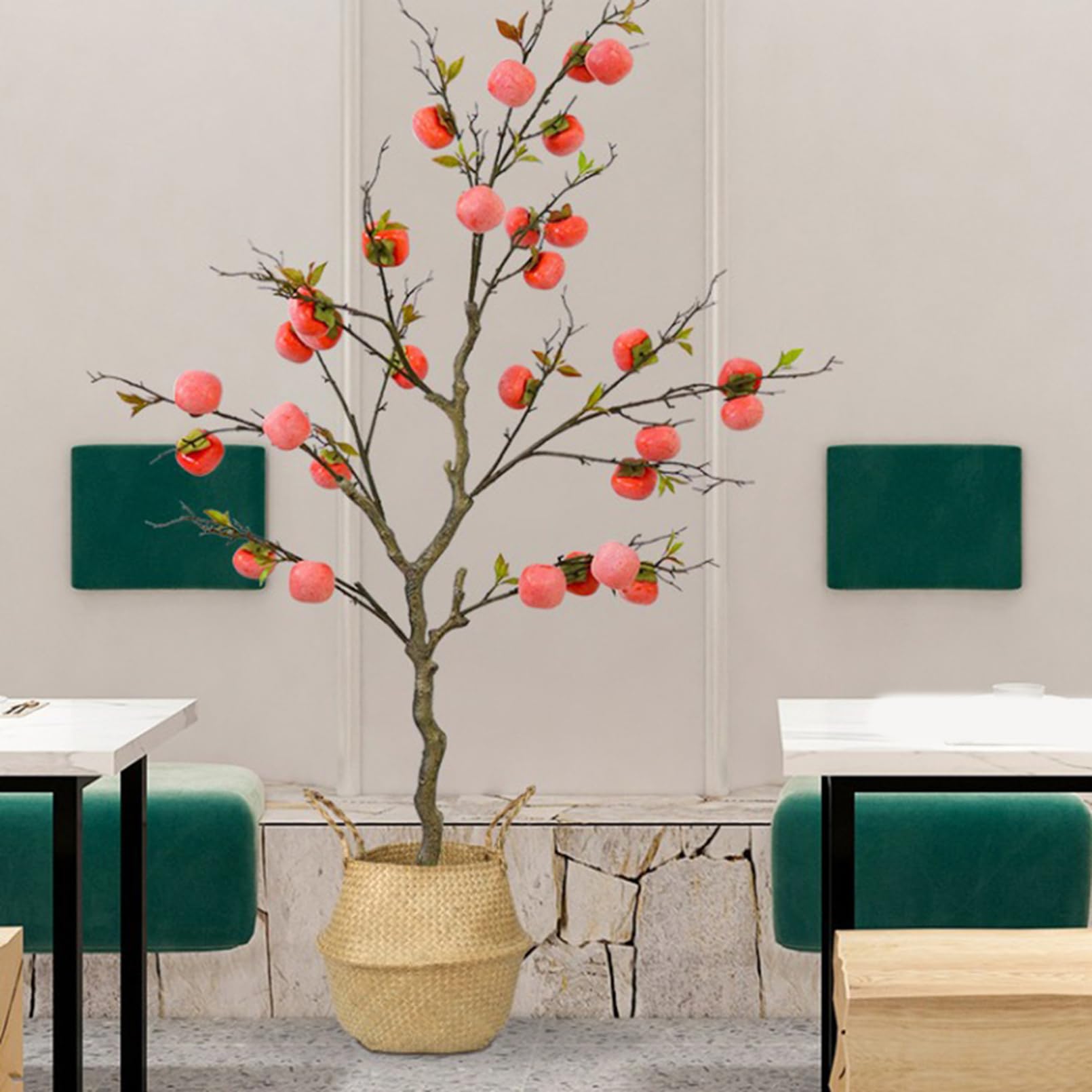フェイクグリーン 柿の木 大型 おしゃれ 消臭 80/100/120/150/180cm レッド オレンジ 本物そっくり 人工観葉植物 おしゃれ 造花 インテリア オシャレ 北欧 リビング 人工樹木 玄関 開店祝い 幹をグネグネ曲げられる 水やり不要 プレゼント ギフト 贈り物 送料無料