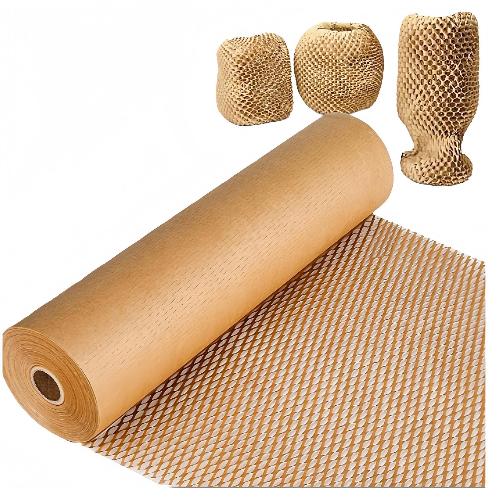 ハニカム紙緩衝材 プチプチ引っ越し用梱包材 環境に優しい回収可能素材 クラフトロール ガラス器郵送輸送ギフトラッピング用