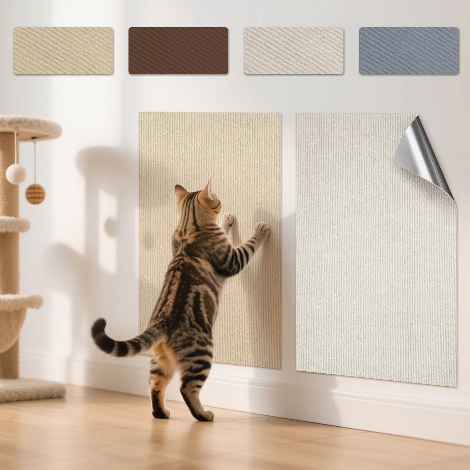 Rakuten - 剥がせる 猫 爪研ぎ 壁 爪研ぎシート 家具傷防止 猫 つめとぎ 防止 シート 多用途 壁/床/ソファ貼り厚手 耐摩耗 簡単取り外し DIY自由な組み立て可能 ストレス軽減 運動不足改善 猫用品 四季対応