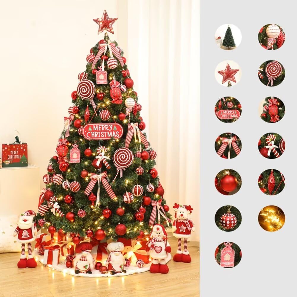 Rakuten - クリスマスツリー 150cm 電飾付き Christmas tree オーナメント付き クリスマスツリー セット クリスマス装飾 高濃密度 組立簡単 屋内 屋外用