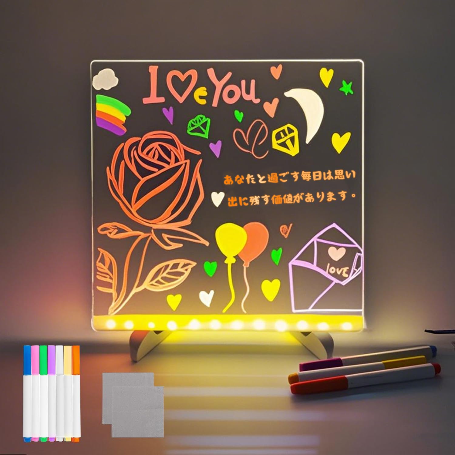 お絵かきボード DIYお絵描きボード お絵描き 高輝度 イラスト 落書き 繰り返し書いて消せるボード 子供おもちゃ お絵描きおもちゃ 暇つぶし 女の子 男の子 重複使用可能 誕生日 (20*20cm)