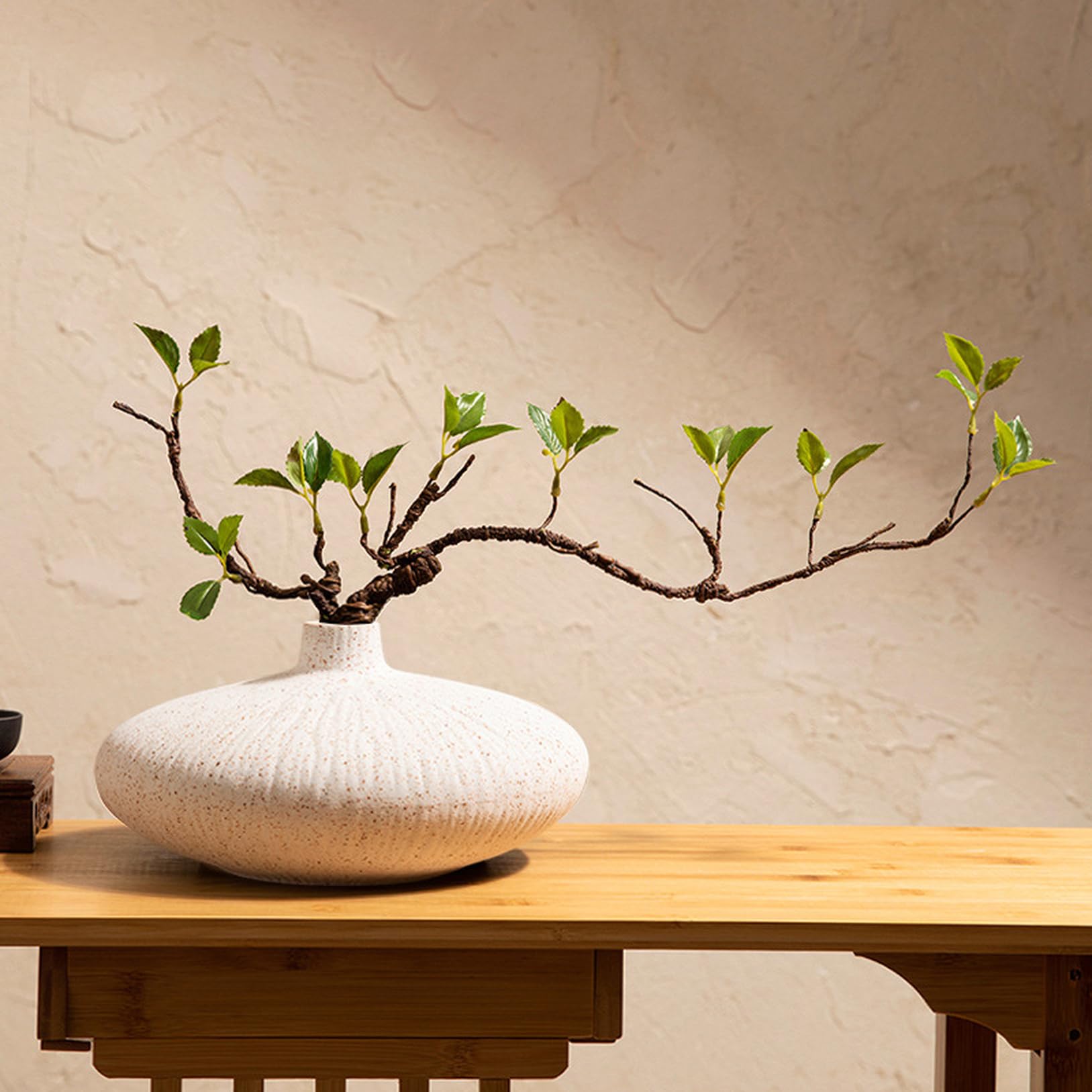 造花 フェイクグリーン 和風 インテリア ミニ盆栽 茶室 玄関 花瓶挿し 禅テイスト 新古典スタイル おしゃれ 人工観葉植物 和モダン アンティーク 花瓶 カラー2 茶室 玄関 大型装飾 フェイクフラワー F 陶器花瓶付き 生け花