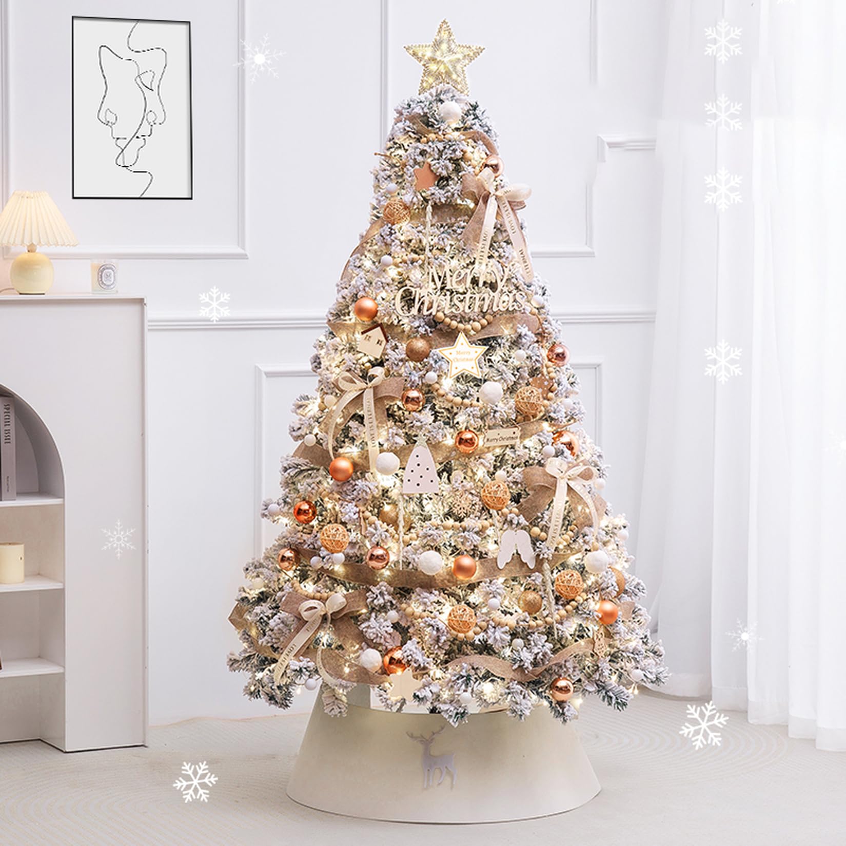 クリスマスツリー 大型 針葉樹 おしゃれ 窓周り 2.4M パーティー 会社 イベント かわいい 豪華 上品 クリスマス飾り 高濃密度 北欧風 クリスマスデコレーション クリスマスツリー（雪化粧） 飾り付き 置きやすい 豊富な枝数 ドイツトウヒツリー DIY装飾