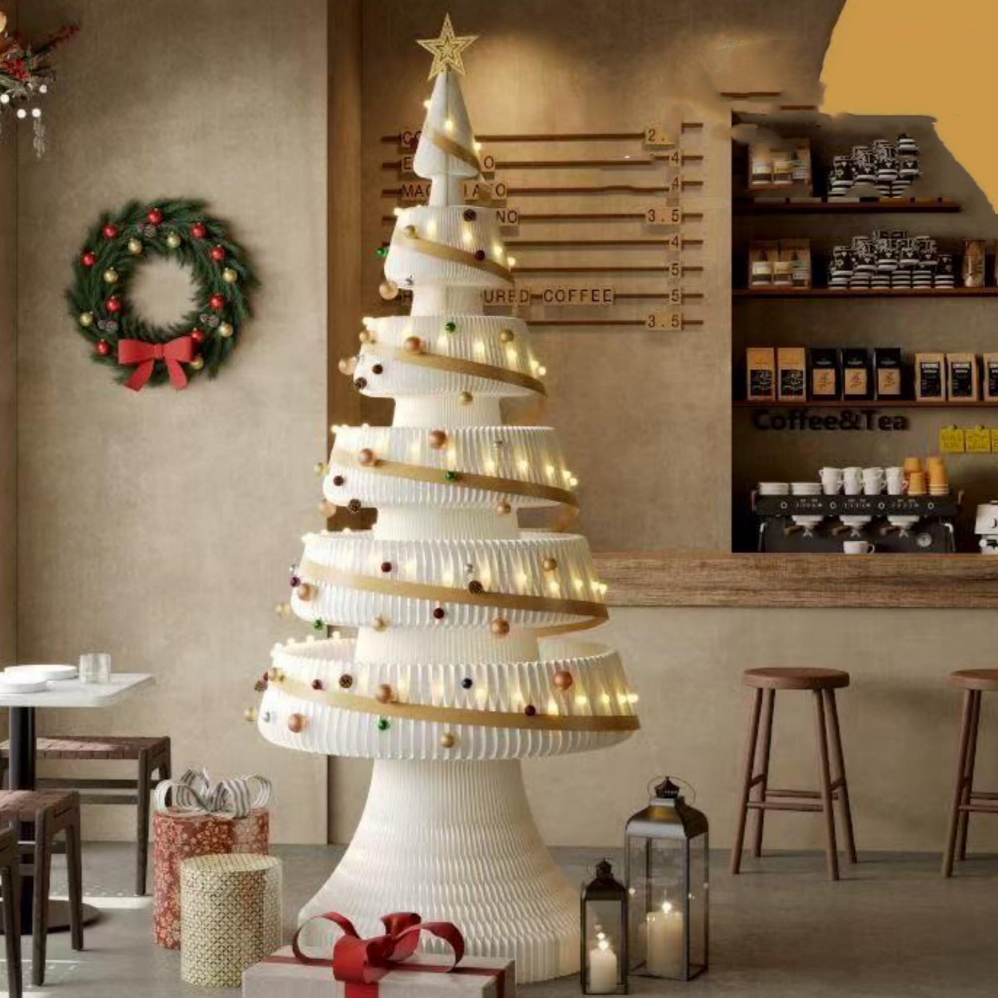 クリスマスツリー 紙製 ペーパー屏風 ツリー スノータイプ 装飾 飾り 持ち運び可能 組み立て不要 置物 おしゃれ 折りたたみ式 折り畳み 紙製 ツリー コンパクト簡単な組立品 部屋 商店 クリスマスプレゼン