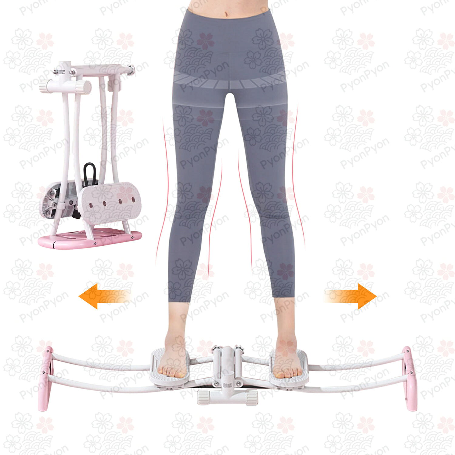 ぴょんぴょんショップのレッグスライダー レッグトレーニング ダイエット器具 骨盤底筋トレーニング 有酸素運動 室内用 折りたたみ式 太もも痩せ 内転筋トレーニング 足やせ 脚やせ 美尻 開脚運動 レッグマシーン フィットネス ピンク プレゼント ギフト 送料無料 贈り物｜アングル2