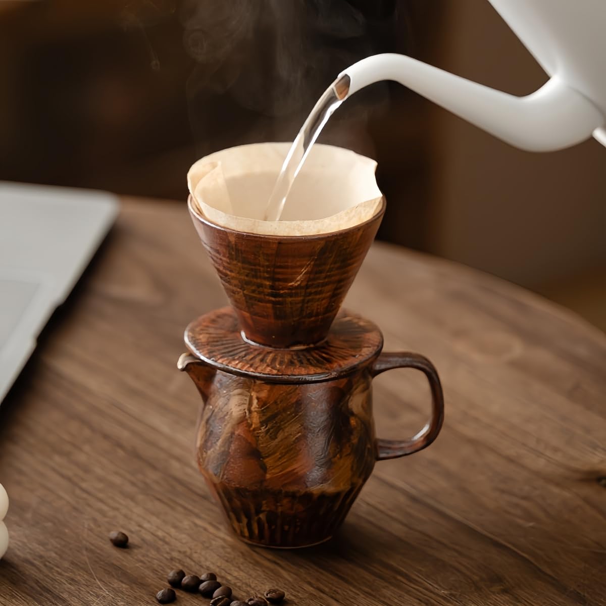 Rakuten - コーヒードリッパー コーヒーサーバーセット 復古風 陶磁器製・高ホウ素シリカガラス製 ハンドドリップセット コーヒーサーバー ドリッパー コーヒー用品 洗いやすい 多用途 家用 喫茶店 プレゼント おしゃれ